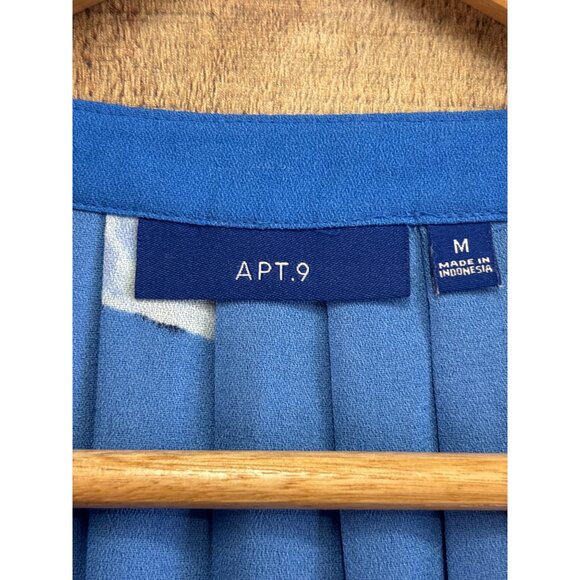 Apt. 9 Womens Medium Blue Sleeveless Floral Blouse - Picture 2 of 6